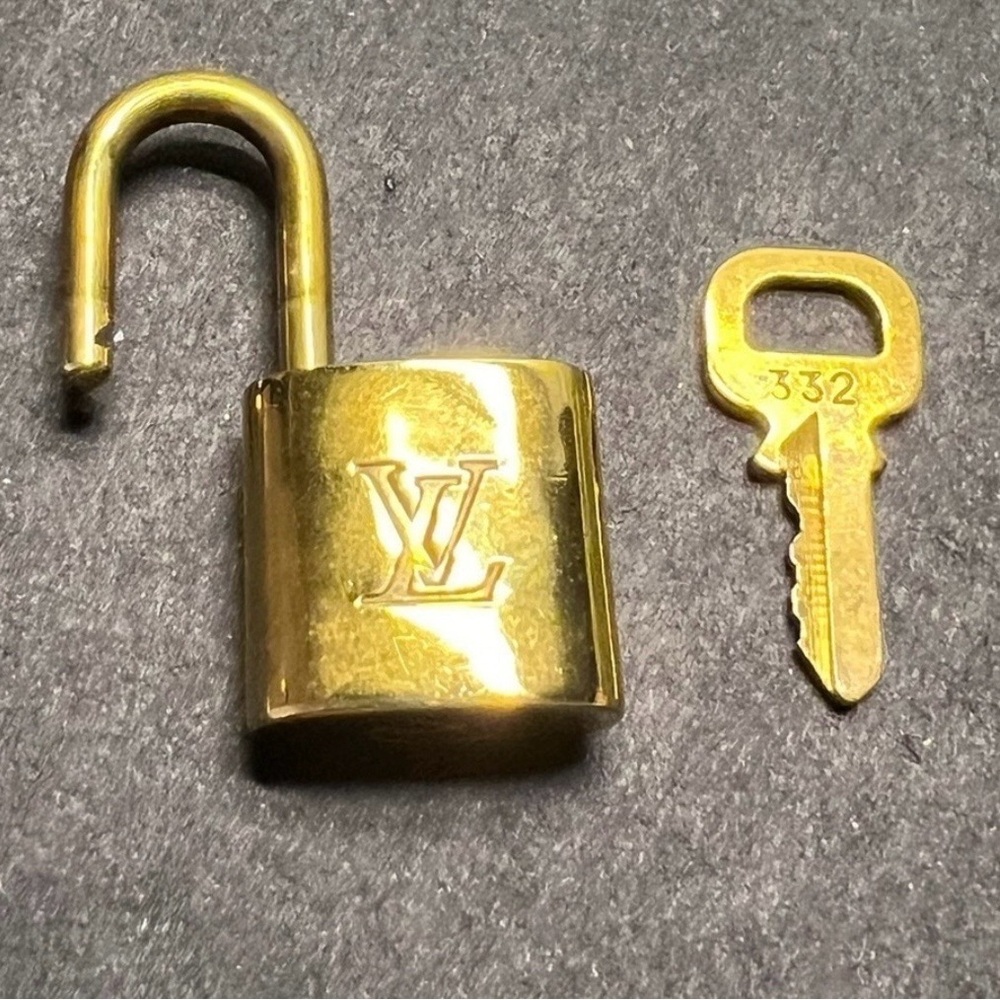 Louis Vuitton Gold Padlock & Key Set #332 Authentic Purse Charm Replacement